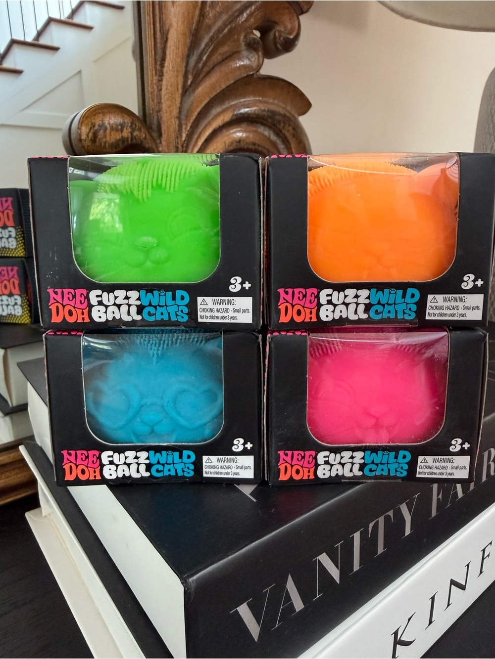 NeeDoh Fuzz Wild Ball Cats - Pink, Blue, Green, Orange